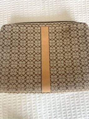 Coach Monogram Canvas Laptop Sleeve in Brown and Tan